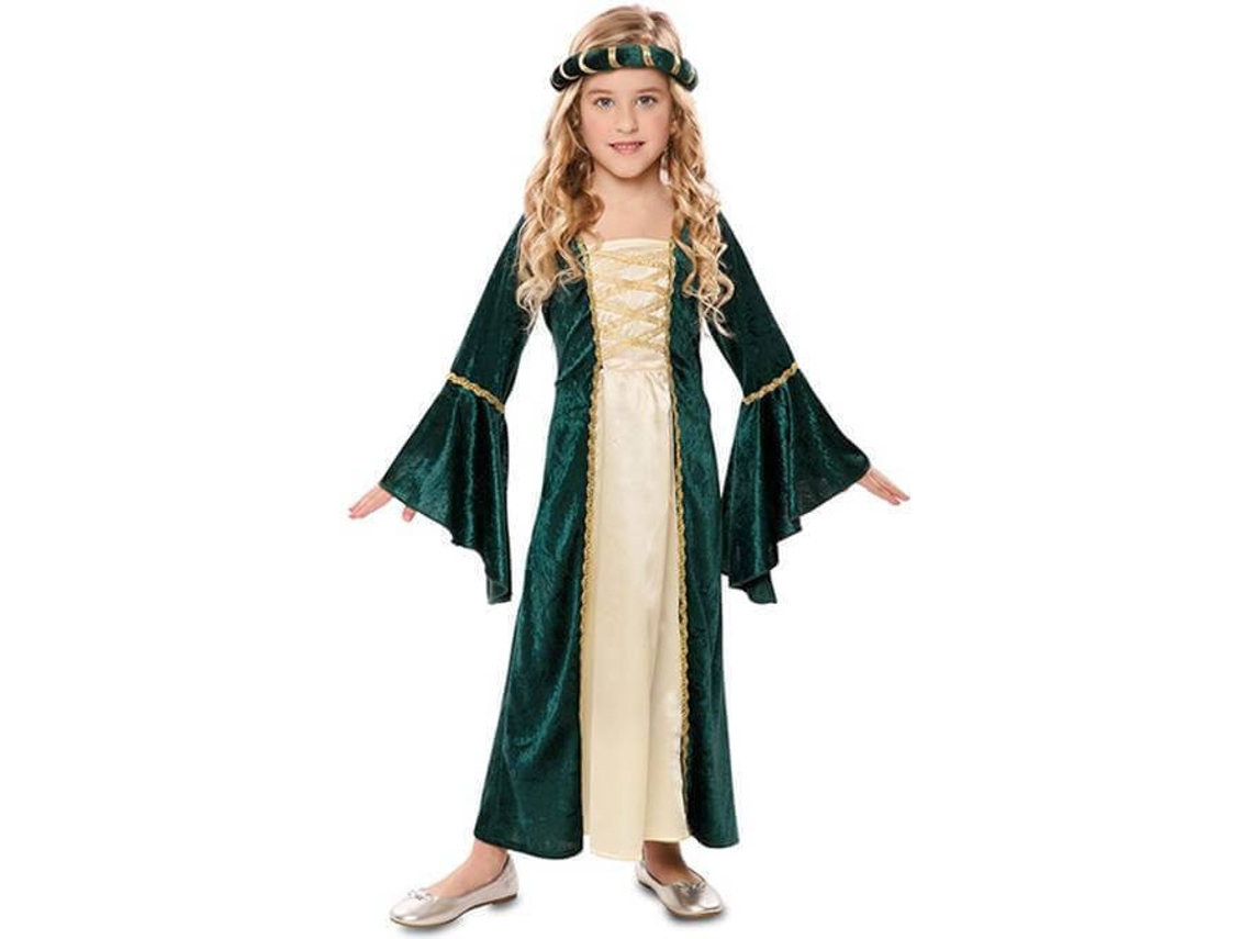 Fato de Menina DISFRAZZES Dama Medieval Verde (Tam: 7 a 9 anos)