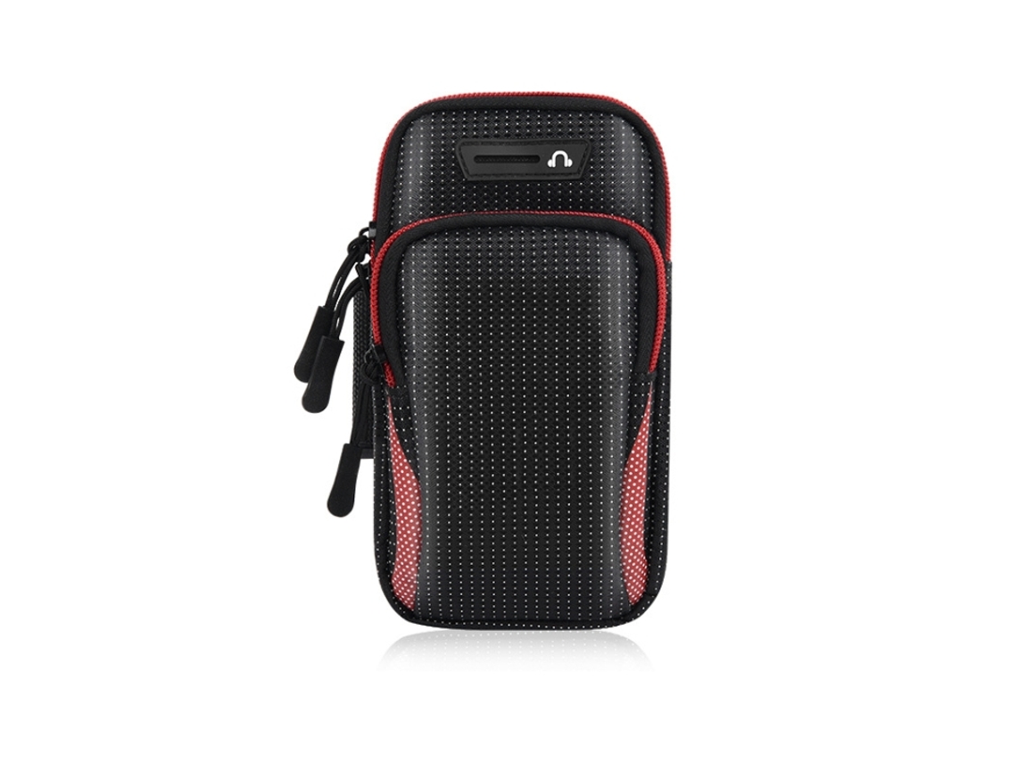 Conjunto 2 Braçadeiras Universais Halinuia Bolsa Braço Esportiva Até 6 Polegadas, Cor Vermelho