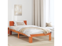 Estrado De Cama Com Cabeceira Castanho 80x200 Cm Madeira De Pinho