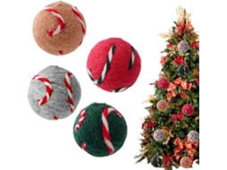 Conjunto De 4 Bolas De Feltro Coloridas Para Pendurar Na Árvore De Natal |