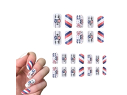Unhas Postiças Desenhadas para O Dia Da Independência com Flores Artificiais. NEVEANCE