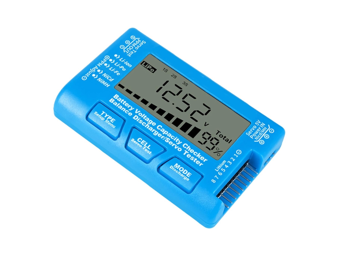 Testador de Bateria Digital Portátil com Tela Lcd Retroiluminada Azul, Compatível com Baterias de Lítio ferro e Íon lítio. SFUSHOS