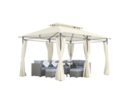 Gazebo de Jardim 3x4m com Cortinas Removíveis, Teto Duplo CHEZMOI