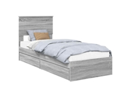 Cama com Armazenamento Cinza Sonoma 75x190 cm MAISON EXCLUSIVE