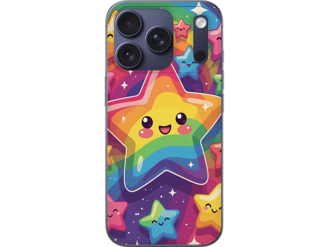 Capa Para Celular Compatível Com Apple Iphone 17 Pro. Motivo Fofo Com Estrelas Alegres E Arco-íris Em Cores Vibrantes, Perfeito Para Crianças E Para E