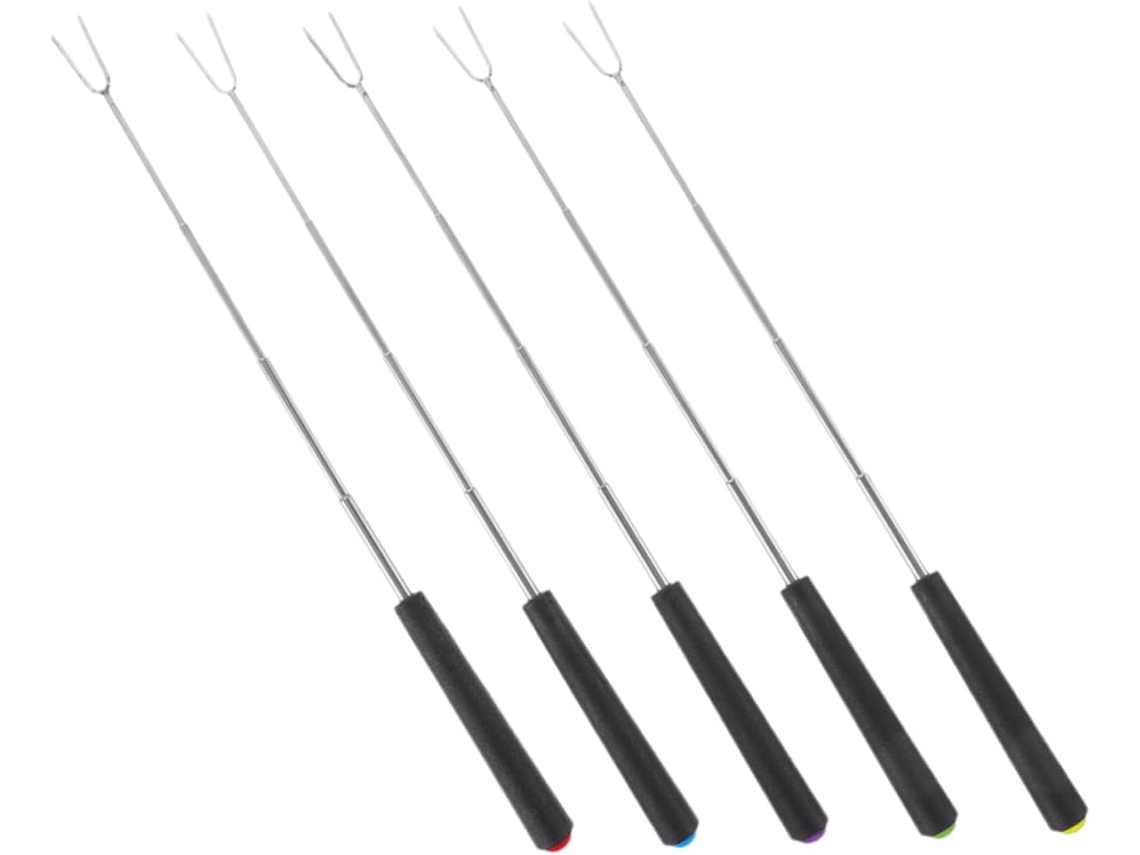 Conjunto De Churrasco Bestyash 5 Peças Em Aço Inoxidável Com Alças Para Grelhar Salsichas E Espetinhos Uso Familiar