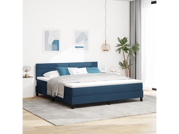 Cama Box Spring Com Colchão Led Azul 180x200 Cm Tecido
