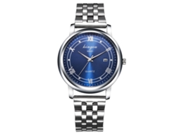 Relógio masculino de quartzo com pulseira de aço resistente à água, estilo clássico para negócios.