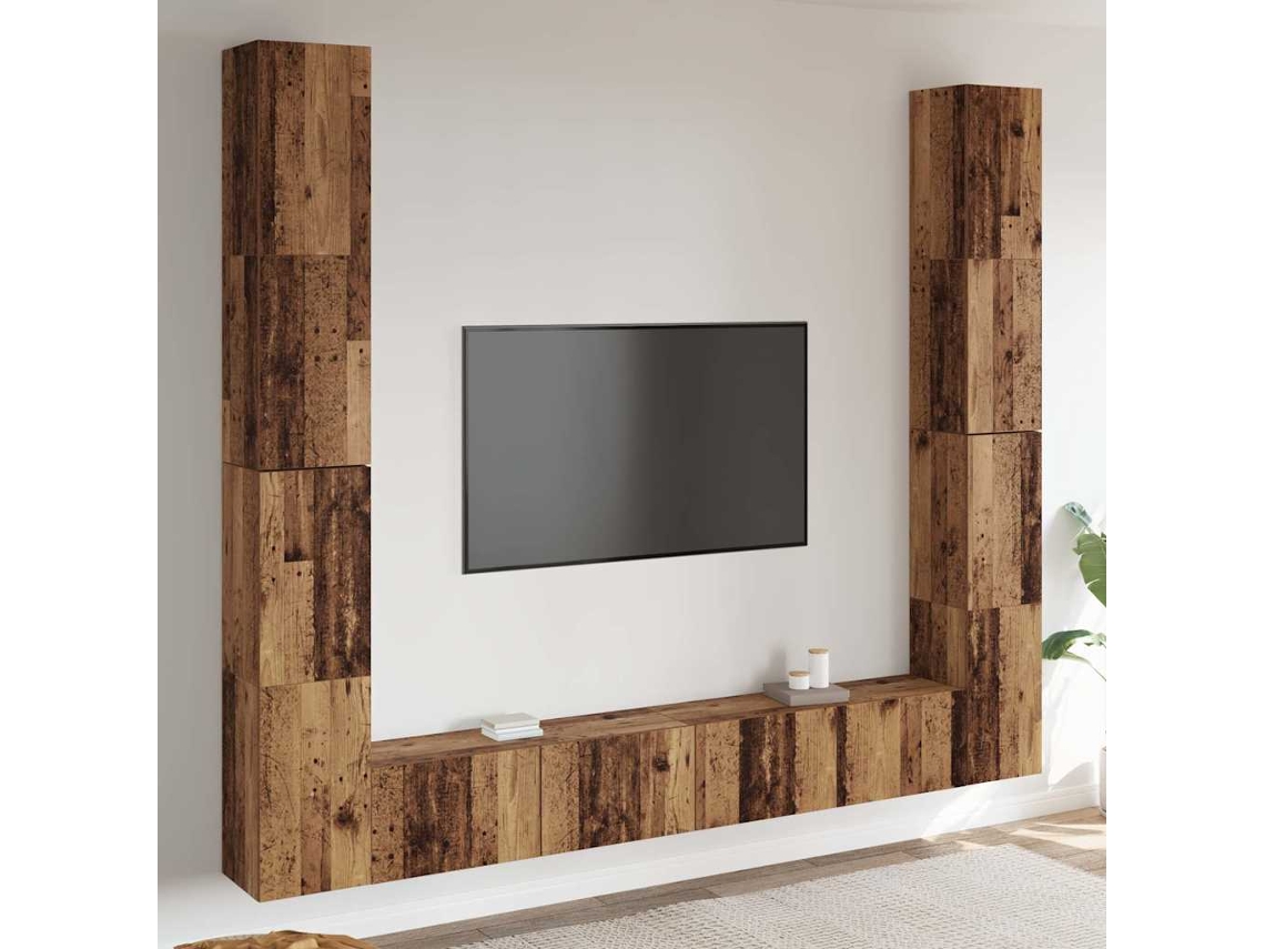 Vidaxl Armários De Tv Montados Na Parede 6 Pcs Madeira Velha
