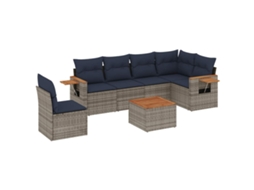 Conjunto de 7 Sofás para Jardim com Almofadões Vime Pe Cinzento MAISON EXCLUSIVE (7 pcs)
