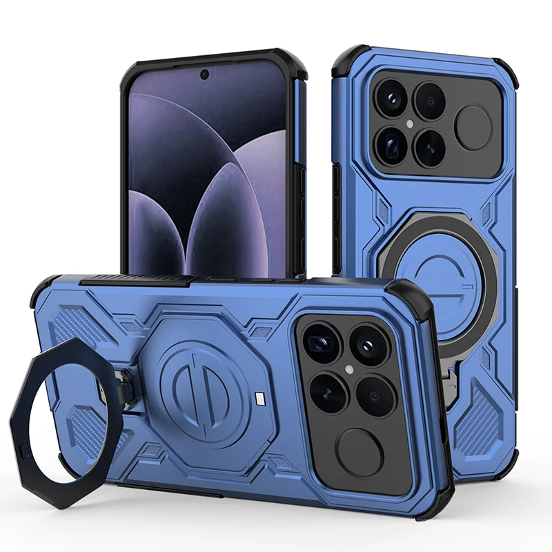(azul, Redmi K80) Capa Protetora Resistente A Impactos De Nível Militar Com Suporte Magnético E Estrutura Rígida.