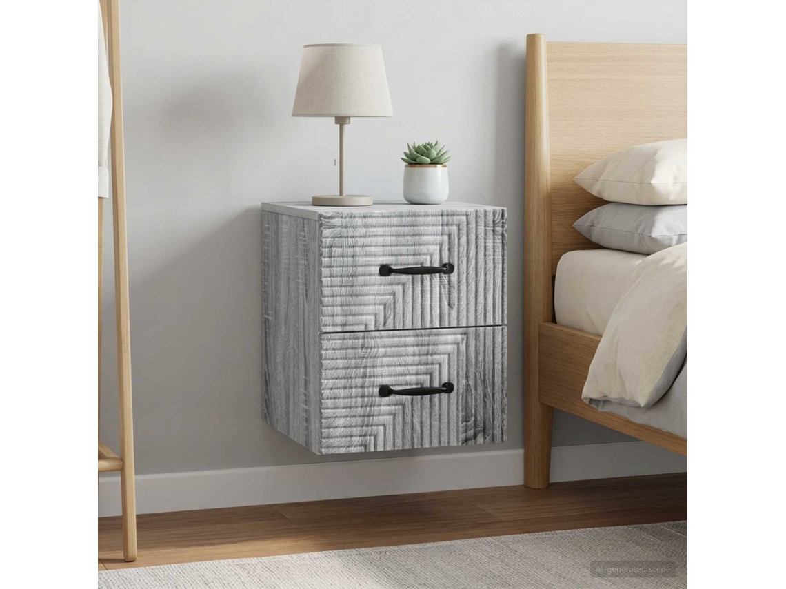 Vidaxl Gabinete De Canto Montado Na Parede 2 Pcs Sonoma Cinzento
