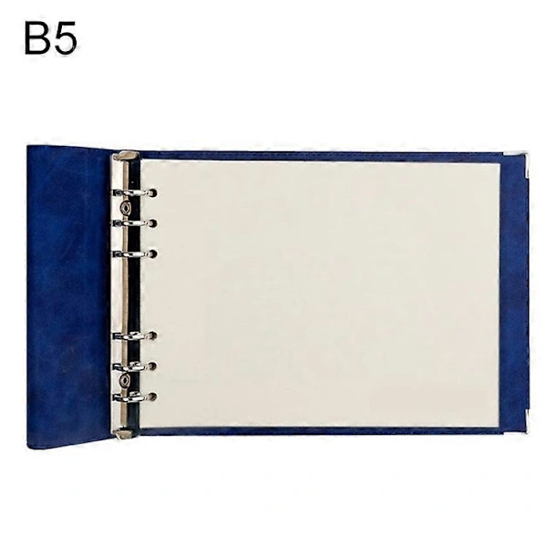 Caderno de Folhas Soltas B5 em Imitação de Couro com Quadriculado, Estilo: Miolo em Branco Azul BRILVIBERA