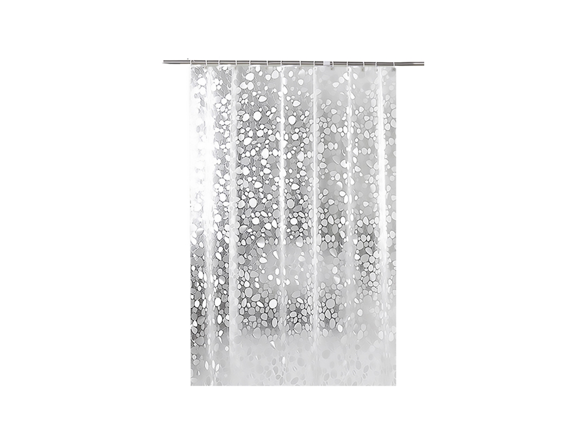 Cortina de Chuveiro PVC Anti Mofo com Ganchos Branco 3D | S/MARCA