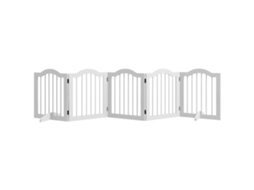 Barreira para Cães, 5 Painéis, Dobrável, Flexível, Madeira Maciça/mdf, 254,5x29,5x61 Cm, Branco Ge