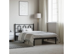 Vidaxl Estrutura de Cama com Cabeceira 107x203 Cm Metal Preto