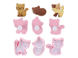 Conjunto De 3 Moldes Para Biscoitos, Cortador De Biscoitos Diy, Acessórios Para Assar Biscoitos Em Formato De Gato, Plástico Rosa Fosco