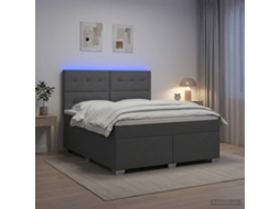 Vidaxl Cama Box Spring Com Colchão Cinzento-escuro 140 X 190 Cm Tecido