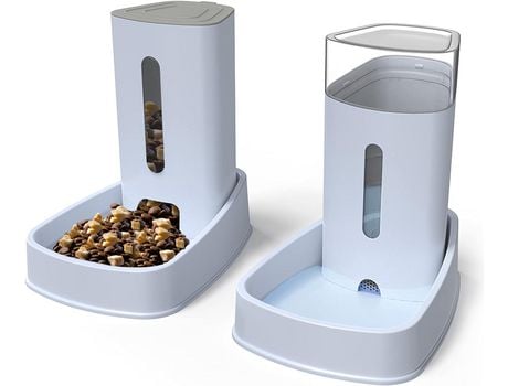 Conjunto com Comedouro e Bebedouro Automático para Cão 3.8L Cor Azul Nevoeiro