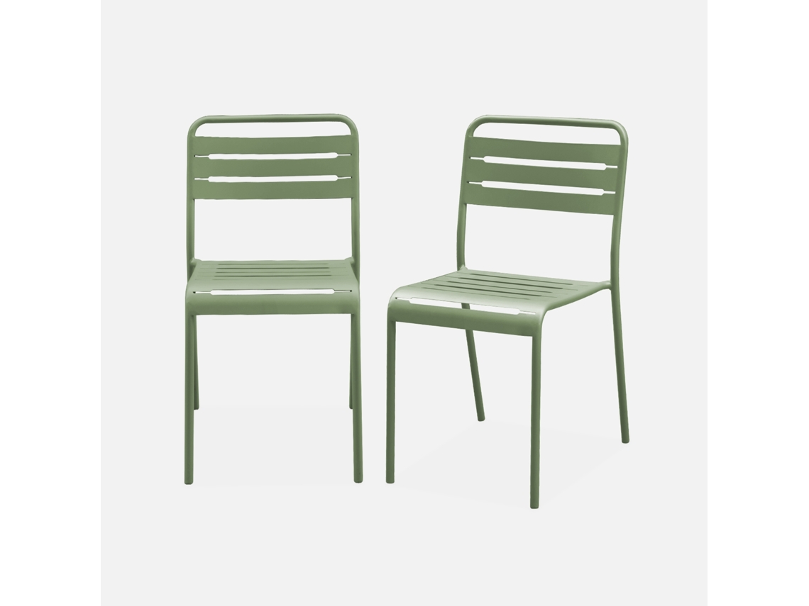 Cadeira De Jardim Bistrô Em Aço, Set De 2, Verde