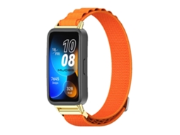 Bracelete de Smartwatch para Huawei Band 8 Mijobs Nylon respirável (laranja + ouro)