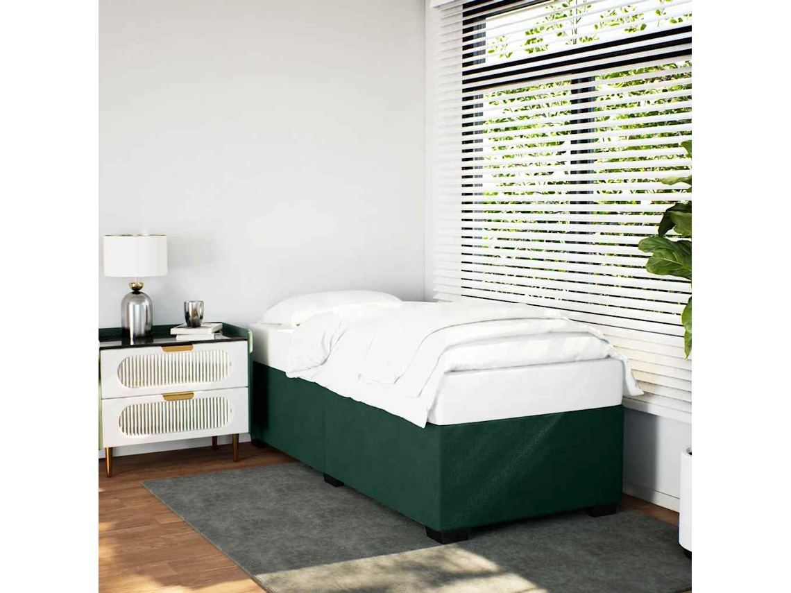 Vidaxl Estrutura De Cama Sem Colchão 90x190 Cm Veludo Verde-escuro