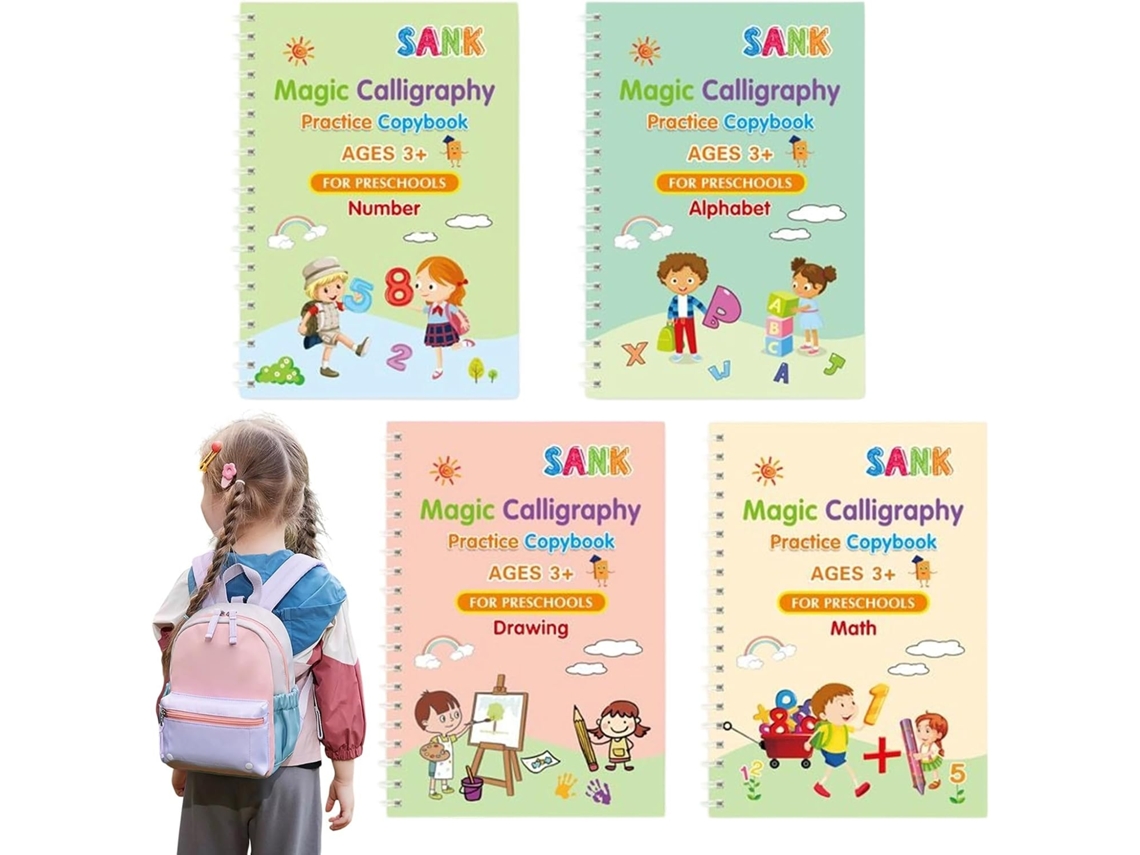 Livro Mágico Caligrafia Caderno Exercícios Para Pré-escola Jardim De Infância Com Páginas Reutilizáveis