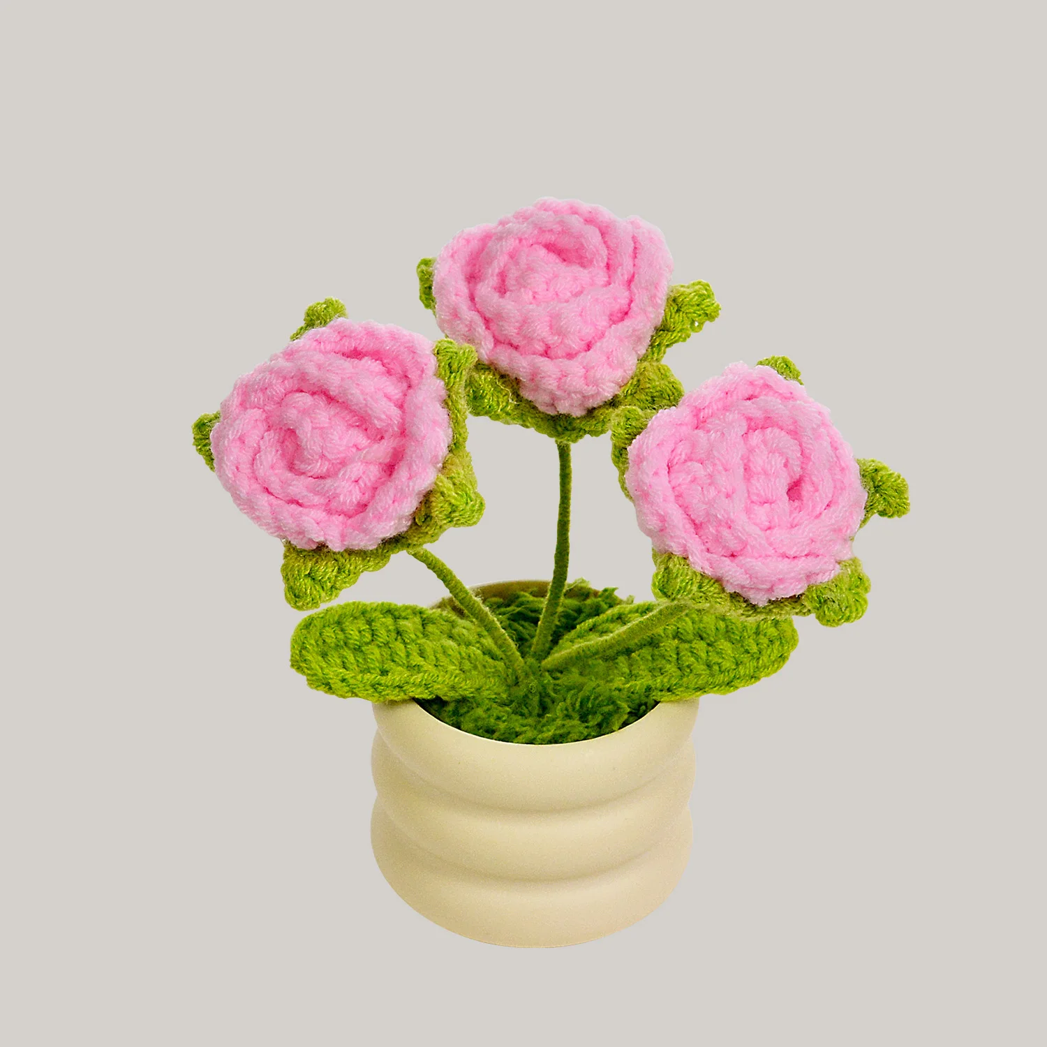 (rosa) Buquê Feito À Mão Em Crochê, Buquê De Rosas Tricotado, O Presente Perfeito.