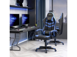Cadeira Gaming Cadeira de Escritório Ergonómica com Altura Regulável Basculante Apoio de Cabeça 61x70x121 129 Cm Azul KAKFOUR