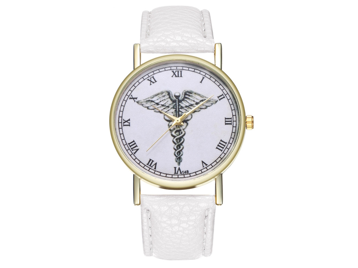 Reloj De Pareja Unisex De Cuarzo Con Correa De Cuero Pu Y Números Romanos (blanco)