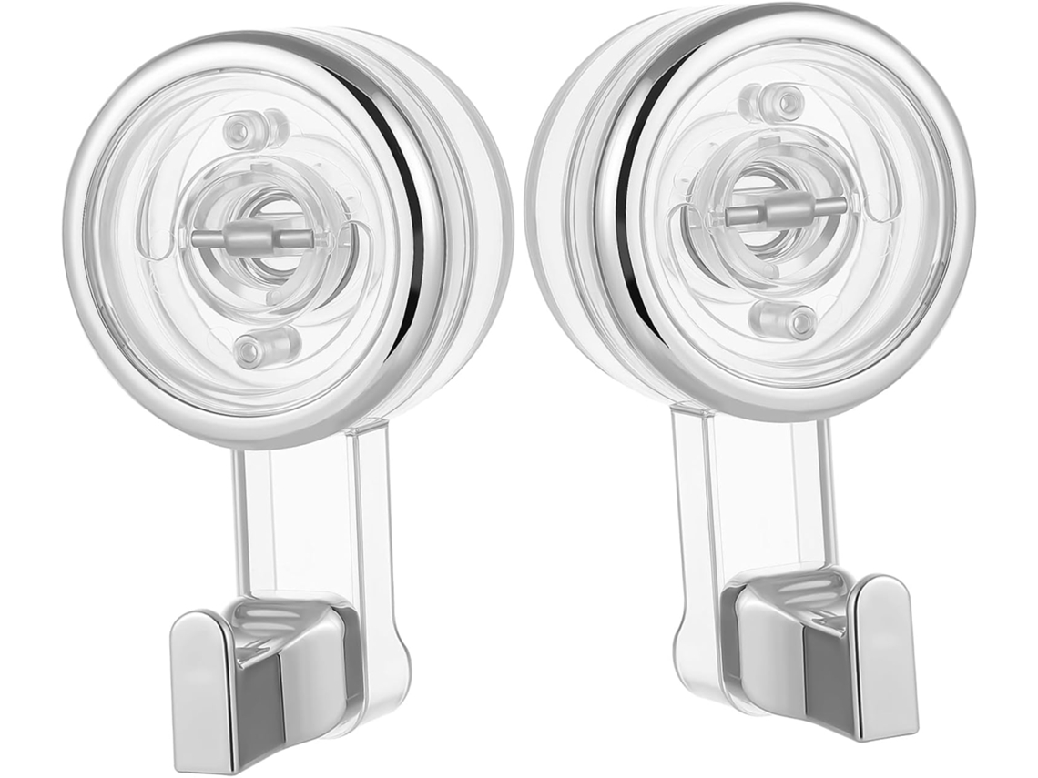 Conjunto De 2 Ganchos Transparentes Com Ventosa Para Chuveiro E Cozinha - Sem Necessidade De Furar