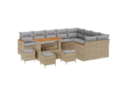 Conjunto 13 Conjunto De Sofá De Jardim Vidaxl Bege Vime Pe (110 X 55 X 71 Cm)