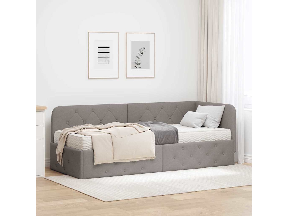 Vidaxl Estrutura De Cama De Canto Cinzento-acastanhado 80 X 200 Cm