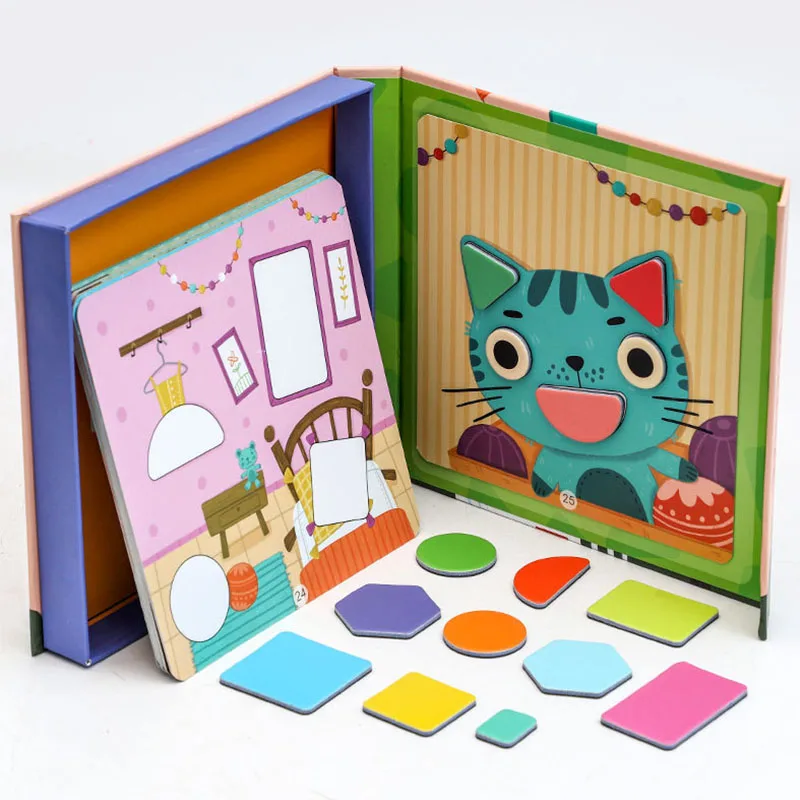 Quebra-cabeça Magnético Para Bebês, Brinquedo Educativo Montessori Para O Ensino De Formas Geométricas, Tangram Magnético Infantil.