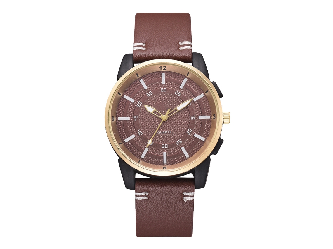 Reloj De Cuarzo Analógico Casual Elegante Para Hombre Con Correa De Cuero Pu Marrón Oscuro