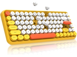 Teclado Retro Compacto Sem Fio Bluetooth Com 84 Teclas Redondas E Design Ergonômico Para Windows Ios Android (amarelo)
