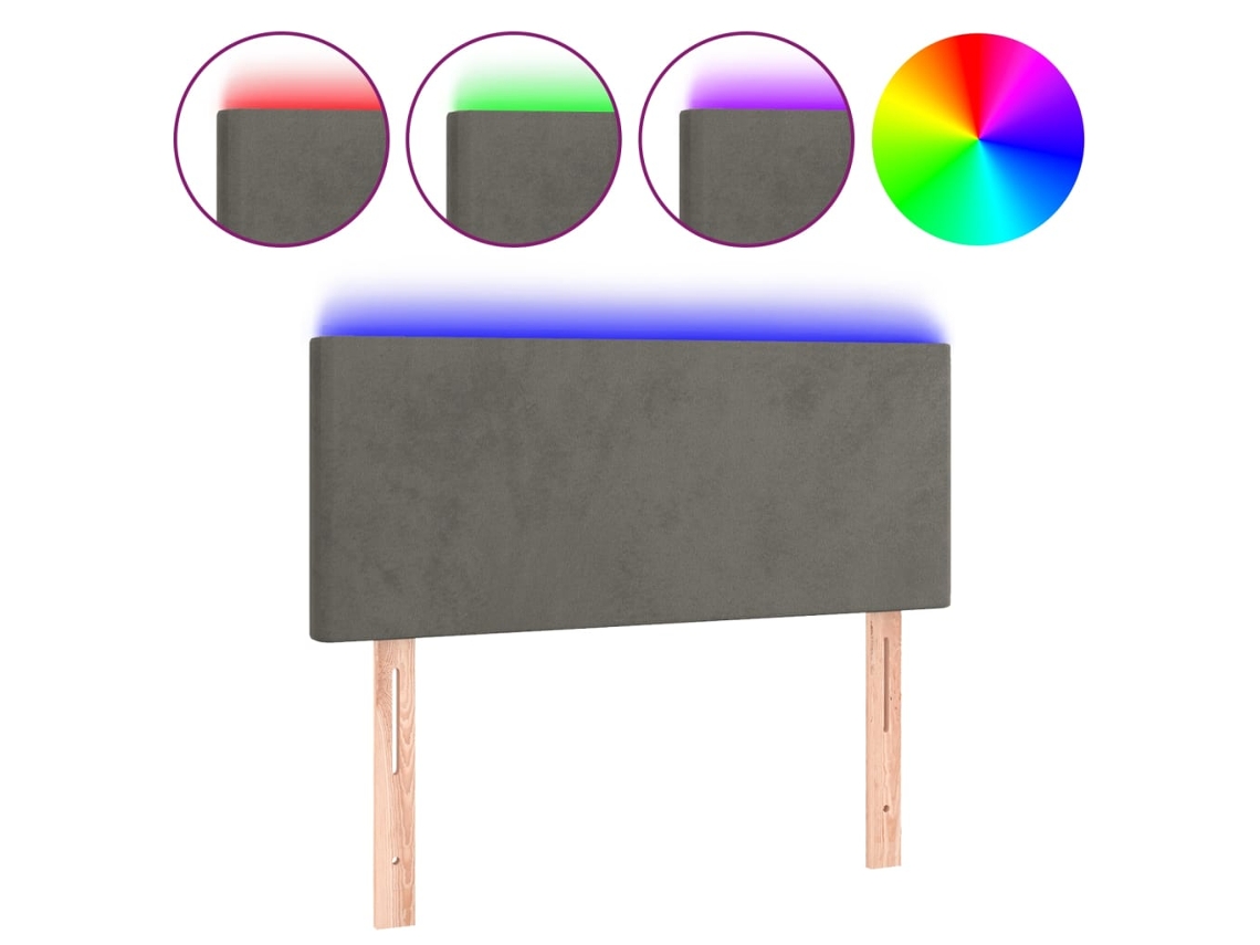 Cabeceira com luzes LED Veludo Cinza Escuro MAISON EXCLUSIVE (100x5x78 cm)