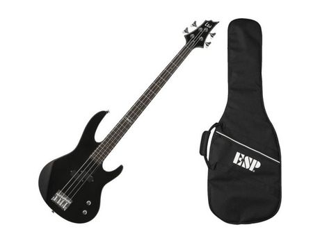 B10Kit-Blks Pacote de Baixo de 4 Cordas Satin Black Gigbag LTD