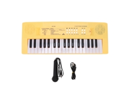 Piano Eletrônico Infantil Com 37 Teclas E Microfone Instrumento Educativo Brinquedo Amarelo