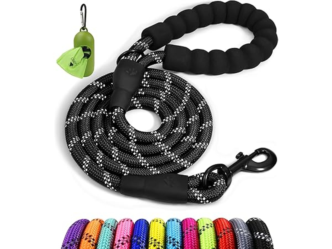 Trela Para Cães, Com Pega Acolchoada E Confortável, Resistente, Ideal Para Passeios De Treinamento, 180 X 1,2 Cm, Detalhes Refletores, Er...