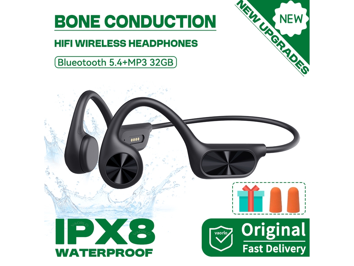 Fones de Ouvido Sem Fio de Condução Óssea IPX8 para Natação Bluetooth MDUG (preto)