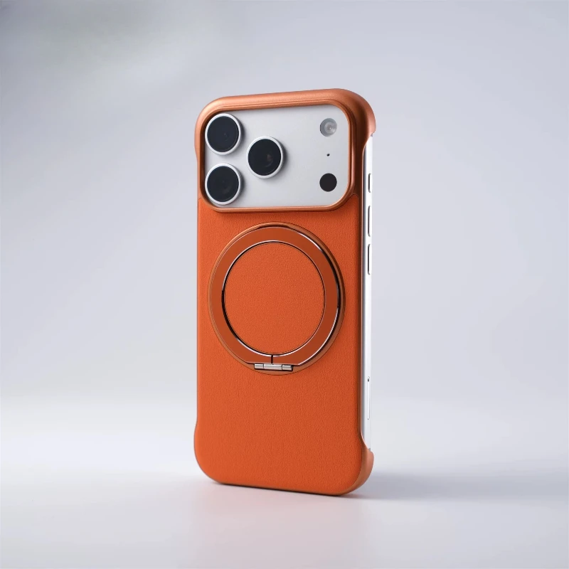 (orange 17air) Capa De Celular Com Suporte Magnético E Textura De Couro