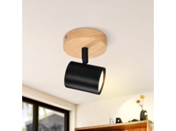 Nettlife Candeeiro De Teto Com Focos E Parede 1 Luz Preto Gu10 Madeira Giratório Sem Lâmpada Para Interior, Orientáveis, Em Metal E Madeira