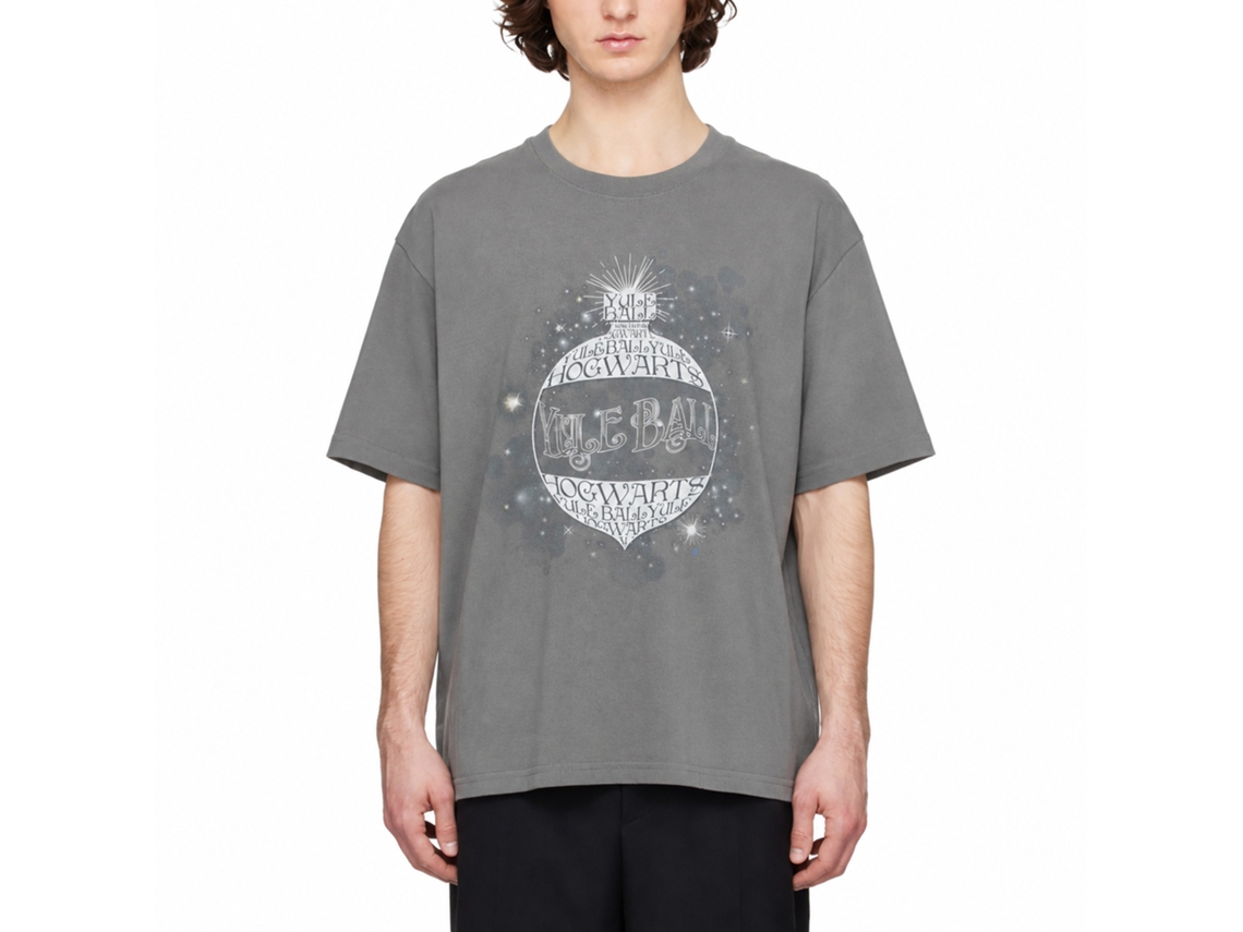 Rockinstone Harry Potter Christmas Sphere Hogwarts Charcoal T-shirt Size:xl