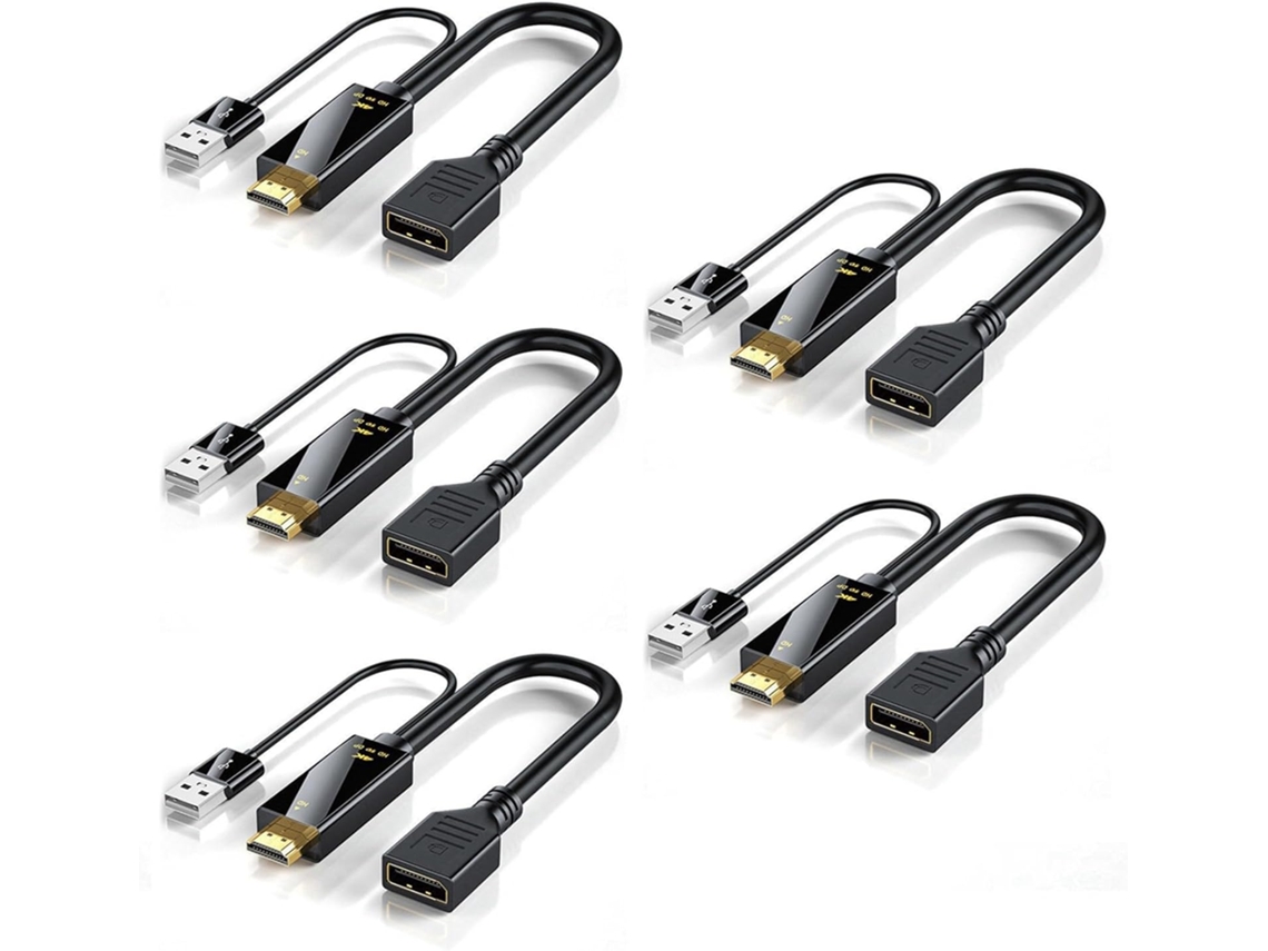 Cabo Conversor 5x Macho para Displayport 4k60hz, Adaptador Compatível com Dp SFUSHOS