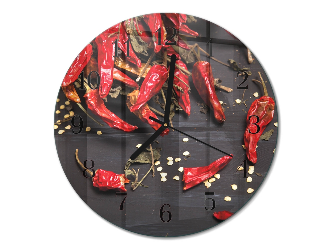 Relógio De Parede De Vidro Pimentas Espelharte (30 Cm)