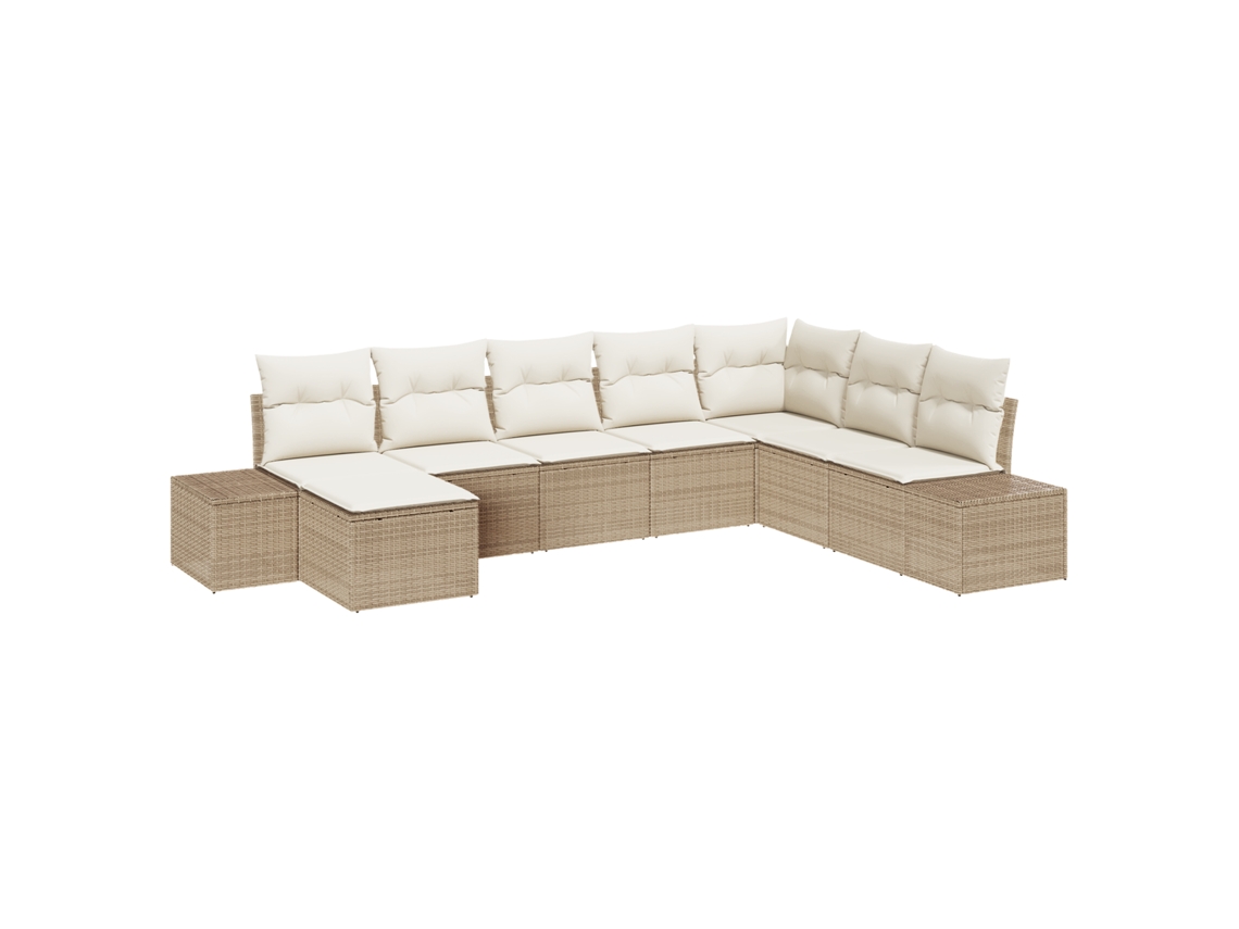 Conjunto 8 Sofá Exterior Vidaxl Bege Vime Pe (319 X 209 X 85 Cm)
