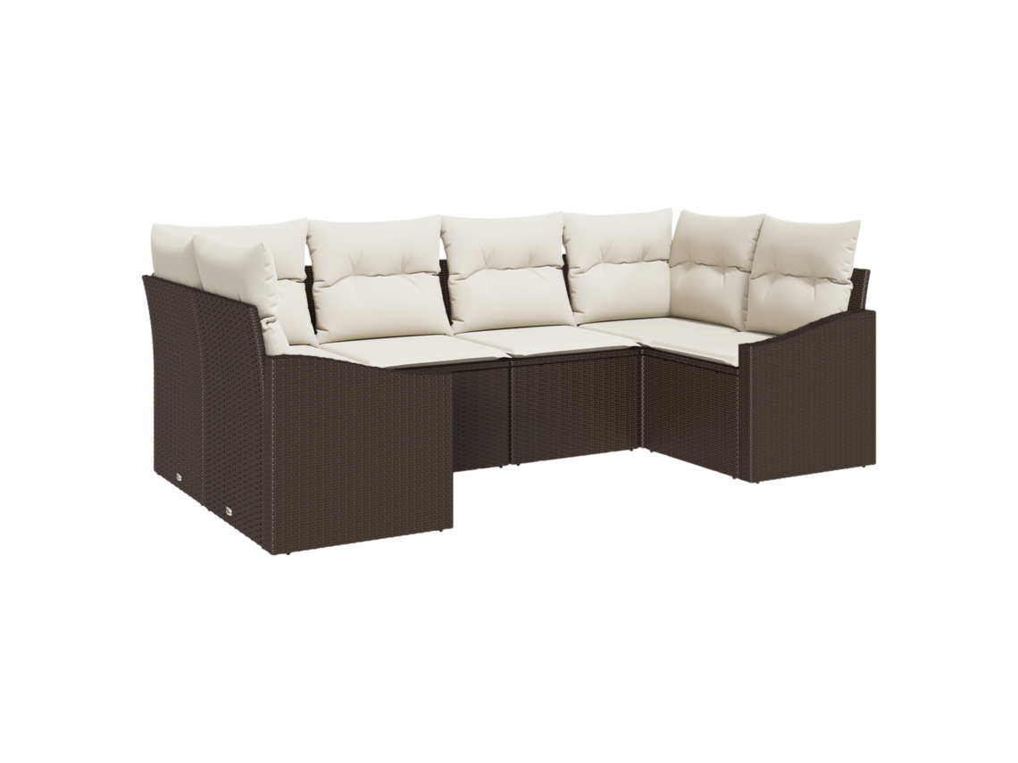 Conjunto 6 Conjunto De Sofás Para Exterior Vidaxl Castanho Vime Pe (234 X 123.5 X 69 Cm)