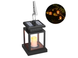 Lanterna Solar Led para Exterior, Lâmpada Solar de Jardim Suspensa com Vela Decorativa CHABERLU