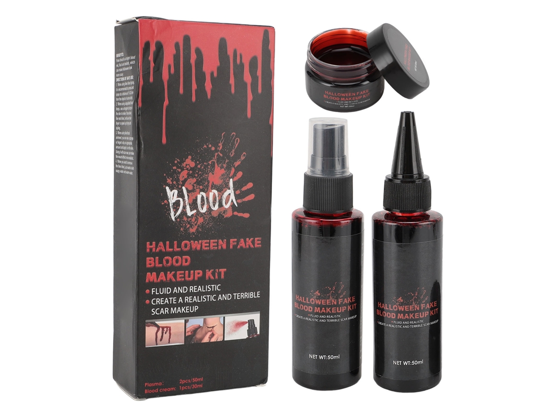 3pcs Set De Maquillaje De Sangre Falsa Realista Y Asustadiza Para Cosplay
